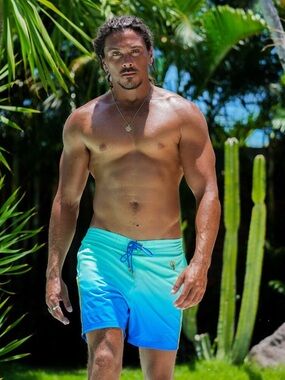 Tucann Swim Trunks Mens Large Faded Ocean Blue Lined Board Shorts 5" New Tags